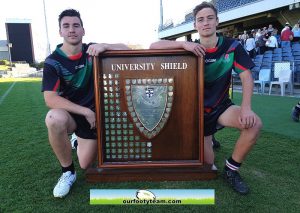 Blake Hosking and Blake Barden with the 2019 NSWCHS Uni Shield (Photo : Steve Montgomery)