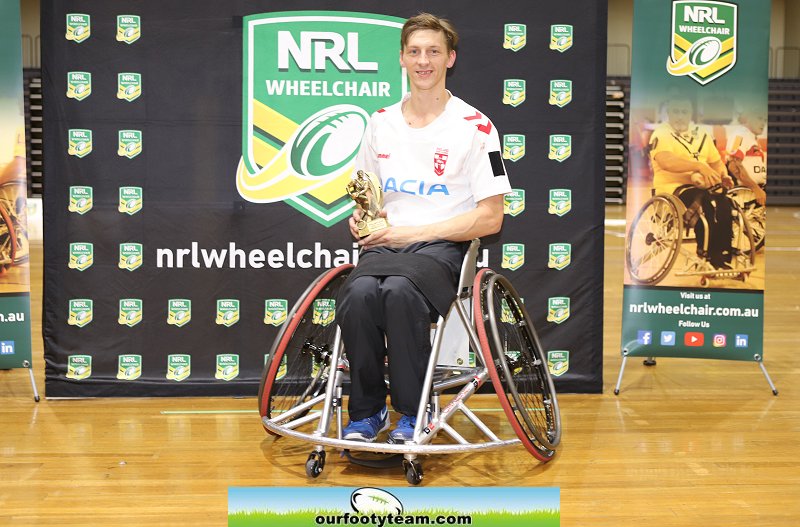 Jack Brown with his Man of the Match Award for the 1st Test v Australia's Wheelaroos (Photo : Steve Montgomery / wrla
