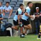 Cronulla Sharks Harold Matthews Cup Captain Siteni Taukamo flies down the side line at Campbelltown Sports Stadium (Photo : Steve Montgomery)
