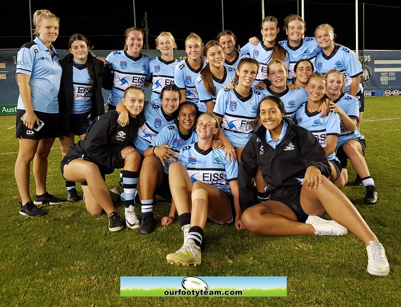 Cronulla Sharks Tarsha Gale Cup girls after their come from behind win over the Canterbury-Bankstown Bulldogs in Rnd 3 (Photo : Steve Montgomery)