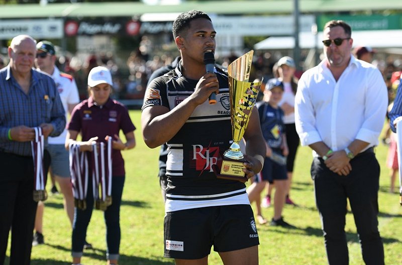 2019 Mal Meninga Cup Champions Tweed Seagulls skipper with the trophy