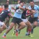 Josh Finau smashes his way thru the middle of the Roosters line in Round 6 of the NSWRL SG Ball Cup at Sharks Park (Photo : Steve Montgomery)