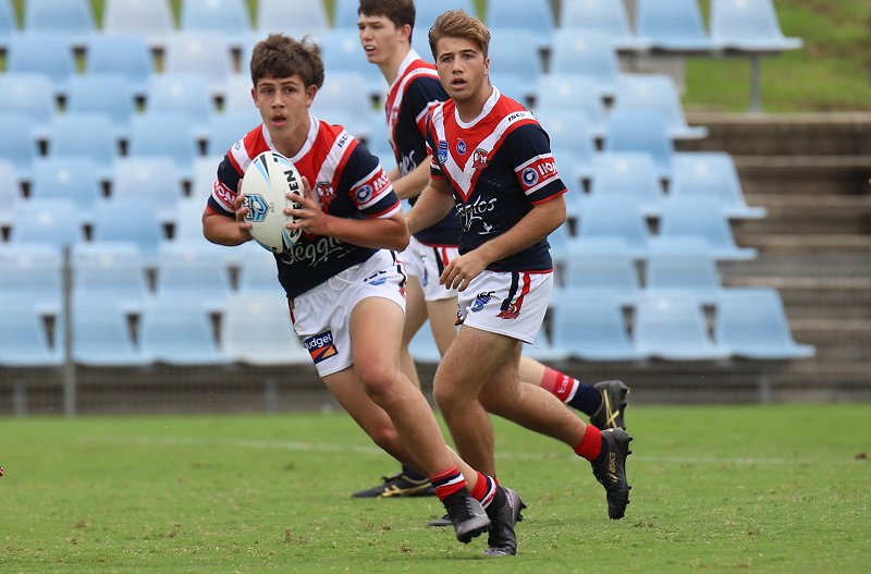 Sydney Roosters Hooker Tyren Ryan looks for runners in Round 6 of the NSWRL Harold Matthews Cup at Shark Park against the Sharks (Photo : Steve Montgomery)