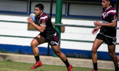 Oola Faagutu ruuning the footy for Marsden SHS in the Schoolboy Cup Clash on Wednesday (Photo : Marsden SHS)
