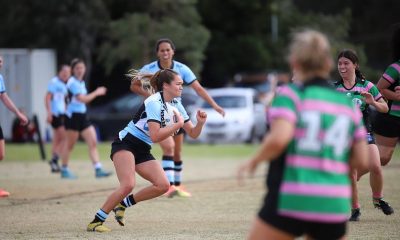 Two try hero in Round 4 runs at the Rabbitohs line (Photo : Steve MOntgomery / OurFootyTeam.com)Zali Fay
