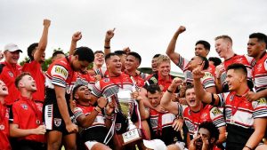 Kirwan Bears celebrate winning back to back Titles in the National Schoolboy Cup called the Phil Hall Cup (Photo : Townsville Bulletin)