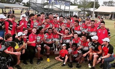 Kirwan High celebrate winning back to back Phil Hall Cups after defeating PBC in the Final (Photo : Townsville Bulletin)