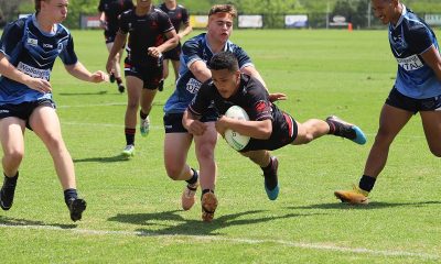 Lajuan Vito dives in for a great try in the Schoolboy Cup Quarter Final against Illawarra (Photo : Steve MOntgomery)