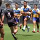 David Langi runs at the Endeavour line in the 2020 Schoolboy Cup Semi Final at Bankwest Stadium (photo : Steve Montgomery)