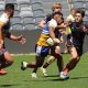 Sunia Turuva runs up the middle of Bankwest Stadium for Patrician Bro's, Blacktown in the Schoolboy Cup Semi Final v Endeavour (Photo : Steve Montgomery)
