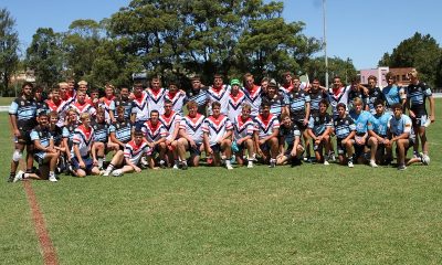 Cronulla Sharks and Central Coast Roosters Under 16's TeamPhoto after today trial game at Erskinville Oval (Photo : Steve Montgomery)