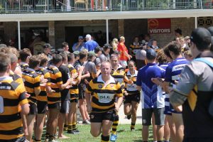 Pic : Amy Barraclough leads the GNT Tiger ladies out into battle with Brooke Davis next in line