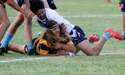 Brady Roser scores for Greater Northern Tigers in last Saturday's loss to the Titans in Armidale. Pic courtesy of Hayley Pennell.