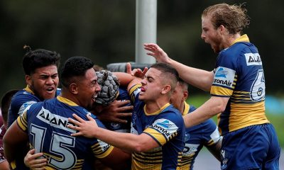 Parramatta Eels celebrate in Rnd 2 (Photo : bsphotos.com.au)