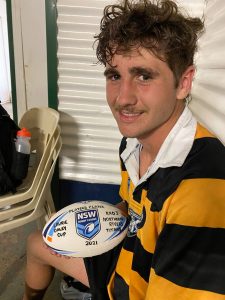 Pic: Harry Reid and his game ball after a triple try treat at Armidale today
