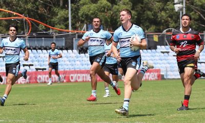 Kade Dykes runs for his 2nd try in the Sharks 50 - 6 Romp of the Bears in Rnd 3 at Sharks Park (Photo : Steve MOntgomery)
