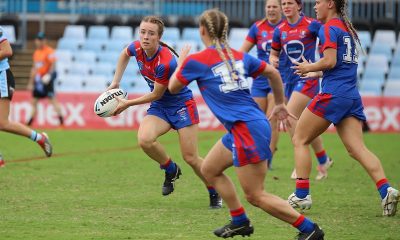 Newcastle Knights Tarsha Gale Cup halfback sends the Knights into another attack in Rnd 4 at Shark Park (Photo : Steve Montgomery)