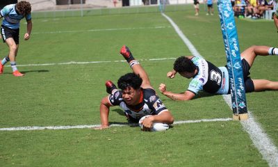 Ofele Lene scores for the Magpies in Round 8 at Shark park (Photo : Steve Montgomery)