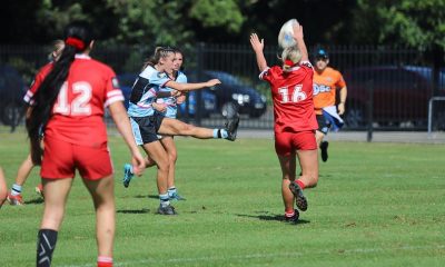 Shark Skipper Zal Hopkins kicks the Sharks out of danger in round 6 at Collegians Sports Complex (Photo : Steve Montgomery)