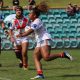 Dragons Tarsha Gale Back Rower Katarina Raravula flies toward the try line in the NSWRL Qualifing Final at Leichhatdt Oval on saturday (Photo : Steve Montgomery)