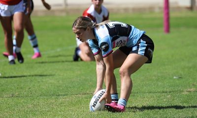 Cronulla Sharks Talei Holmes scores in Rnd 4 against Glebe at Wentworth Park (Photo : Steve Montgomery)