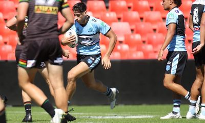 Sharks center Jordan Samrani charges up in wing in Saturdays SG Ball clash with the Panthers at Panthers Stadium (Photo : Steve Montgomery)