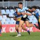 Sharks Jordan Samrani gets the ball stripped by a desperate Joshua Chappell in Rnd 7 at Shark Park (Photo : Steve Montgomery)