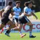 Sharks Center Koby Douglas flys up the middle of Panthers Staudium in Round 9 against the Panthers (Photo : Steve Montgomery)