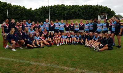 Sydney Indigenous Academy & the Cronulla Sharks tarsha gale Cup teams after their 2021 Elimination Final at Leichhardt Oval (Photo : Steve Montgomery)