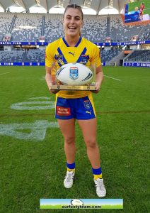 Jess Sergis Player of the Match in the Women's City v Country match at Bankwest Stadium (Photo : Steve Montgomery)