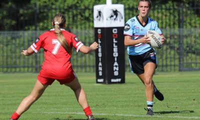 City u19s halfback Zali Hoskins in action for the Cronulla Sharks in the Tarsha Gale Cup (Photo : Steve Montgomery)