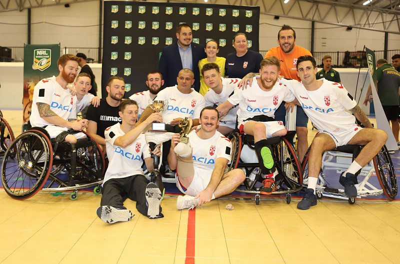 England Wheelchair Rugby League team after the 2nd Test v Aussie Wheelaroos in 2019 (Photo : Steve Montgomery)