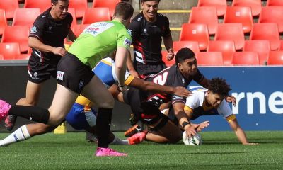 Endeavour 2nd Rower Junior Taupau scores in 1st try in yesterdays Schoolboy Cup at Panthers Stadium (Photo : Steve Montgomery)