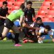 Endeavour 2nd Rower Junior Taupau scores in 1st try in yesterdays Schoolboy Cup at Panthers Stadium (Photo : Steve Montgomery)