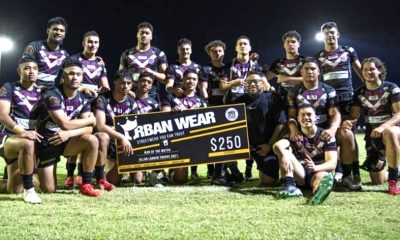 Marsden SHS with their Cheque after their Rnd 1 win over Keebra Park in the Allan Langer Cup