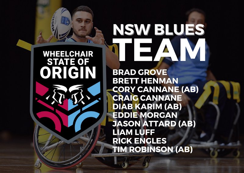 NSW Blues Wheelchair Rugby League State of Origin team announced