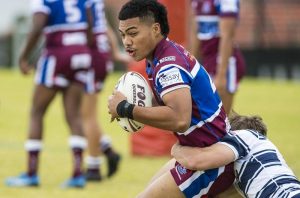 Prinston Esera of Wavell SHS in round 1 against St Mary’s College. Picture: Kevin Farmer