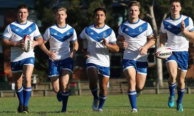 St Dominic's College players Ryley Smith, Keagan Russell-Smith, Mason Teague, Lachlan Whitehouse and Liam Ison. Picture: David Swift