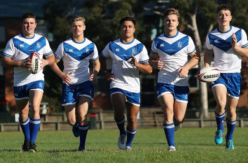 St Dominic's College players Ryley Smith, Keagan Russell-Smith, Mason Teague, Lachlan Whitehouse and Liam Ison. Picture: David Swift