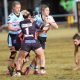 Talei Holmes running into the Tigers defence, both the Cronulla Sharks and the Helensburg have a chance to make this years Grand Final (Photo : Steve Montgomery)