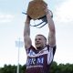 Manly Seaeagles Harold Matthews Cup Captain Josh Fedely holds up the 2021 Harold Matthews Cup (Photo : Bryden Sharp bsphotos.com.au)