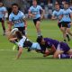 Sharks halfback unloads to a flying Siteni Taukamo in rnd 4 at Mars Stadium, Ballarat vic (Photo : Steve Montgomery)
