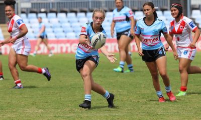 Sienna Williams gets the Sharks going forward in the Tarsha gale Cup (Photo's Steve Montgomery)
