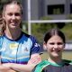 Karina Brown with Helensvale Hornet player Jenna. Photo: Gold Coast Titans