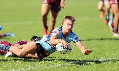 Sharks Captain Chevey Stewart dives in for a nice try (Photo : Steve Montgomery)