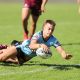 Sharks Captain Chevey Stewart dives in for a nice try (Photo : Steve Montgomery)