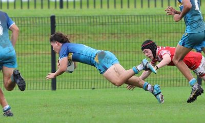 Zane Harrison dives in a try for the NR Titans in the Andrew Johns Cup Semi Final (Photo : Steve Montgomery)