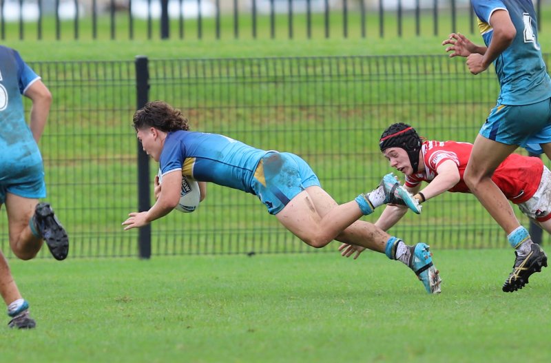 Zane Harrison dives in a try for the NR Titans in the Andrew Johns Cup Semi Final (Photo : Steve Montgomery)