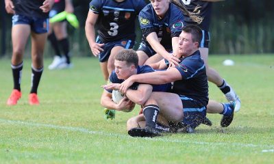 Wes Pring dives in for the 1st try of day 2 for Southern U18sin the 2022 NSWCHS Rugby League State trials (Photo : Steve Montgomery)
