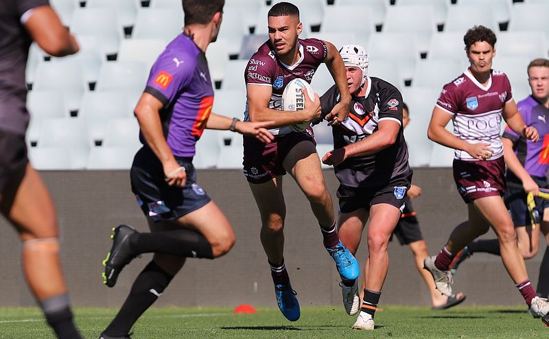 Manly's Koby Douglas running hard as he always does (Photo : Steve Montgomery)
